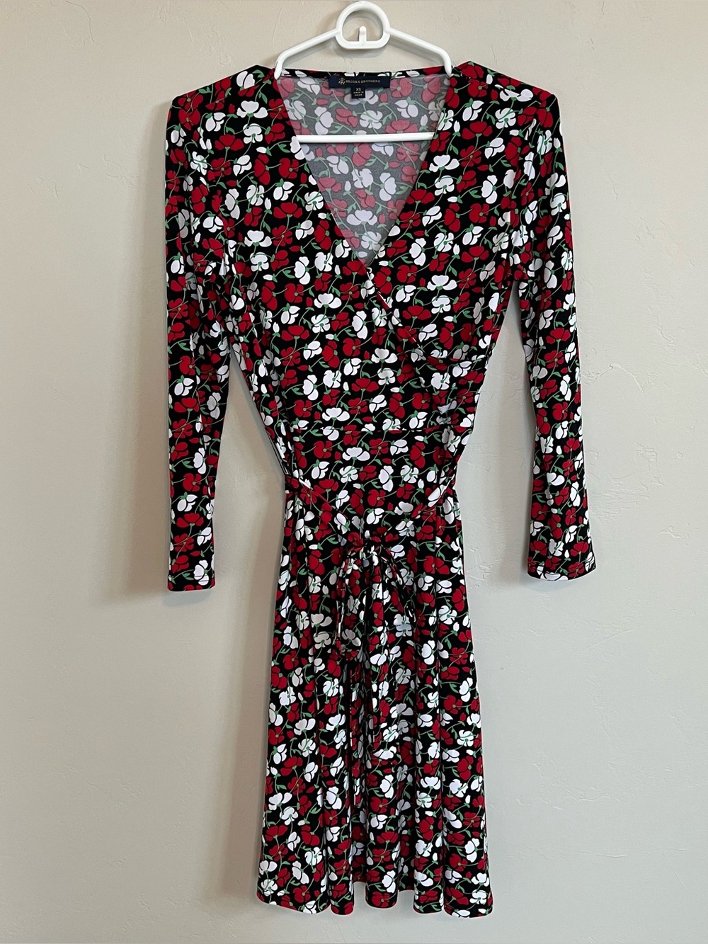 Brooks Brothers Zac Posen V Cut Floral Pansy Print Jersey Faux Wrap Dress Sz XS